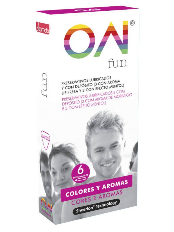 Opakowanie kolorowych i aromatyzowanych prezerwatyw ON Fun