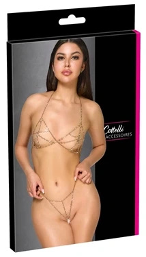 Cottelli Accessoires bikini łańcuszkowe złote z dżetami, regulowane