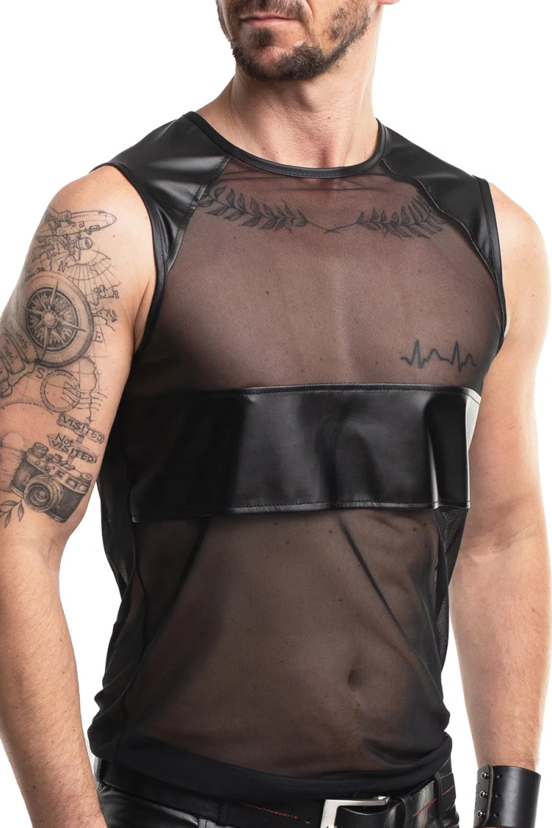 T-shirt Z Siateczki Ze Wstawkami Wetlook Silvestro Czarny Regnes