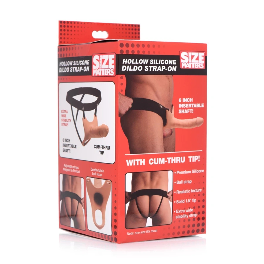 XR Brands Master Series pusty strap-on silikonowy z regulowanym paskiem, jasny