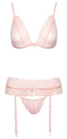 Kissable komplet bielizny koronkowej Rose L/XL z pasem do pończoch