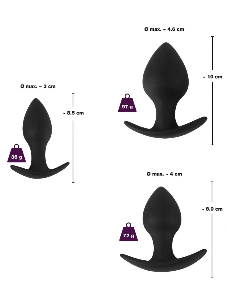 Black Velvets zestaw 3 korków analnych czarny