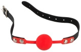 Bad Kitty czerwony knebel silikonowy z regulacją 42-58 cm