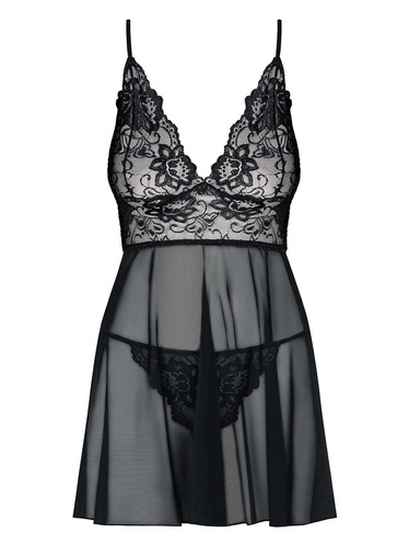 Komplet Idillia babydoll i stringi - czarna - Obsessive