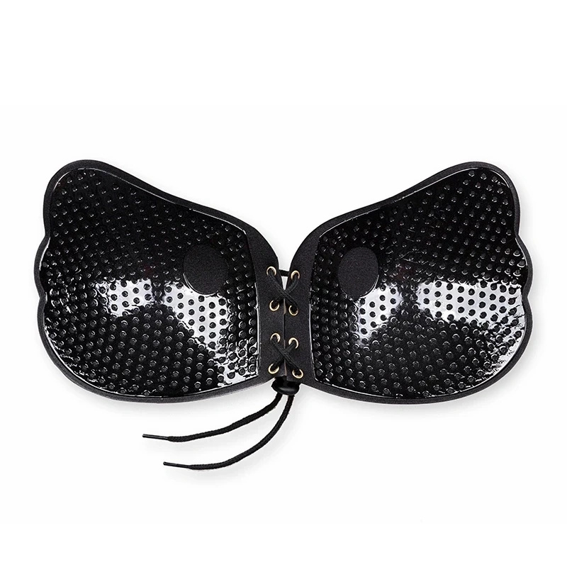 Bye Bra Lace-It Bra B Black – samonośny biustonosz z wiązaniem, czarny