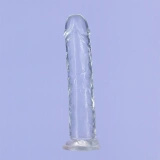 Addiction Crystal Addiction Vertical dildo z TPE 18 cm z przyssawką, przezroczyste