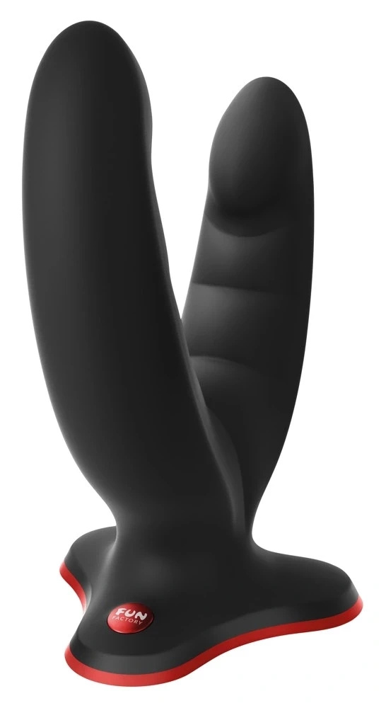 Fun Factory Ryde dildo podwójne z przyssawką, czarne, 12,3/10 cm
