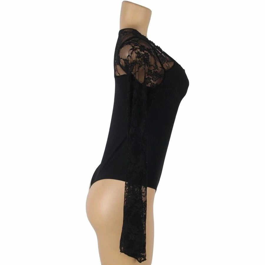 Subblime body damskie w kwiatowy wzór, z długim rękawem, S/M, czarne