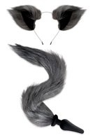 Zestaw Lis Korek Analny I Uszy Plug Grey Fox Tail Set Whipsmart