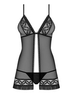  837-BAB-1 babydoll i stringi czarne - jak Ty to robisz?! Obsessive