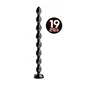 XR Brands kulki analne spiralne 48 cm, 8 segmentów, z przyssawką, czarne