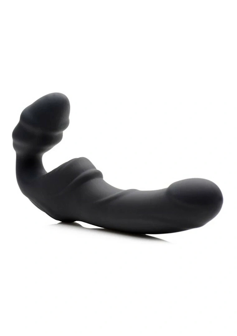 XR Brands Slim Rider dwustronny żebrowany wibrator strapless z dwoma silnikami