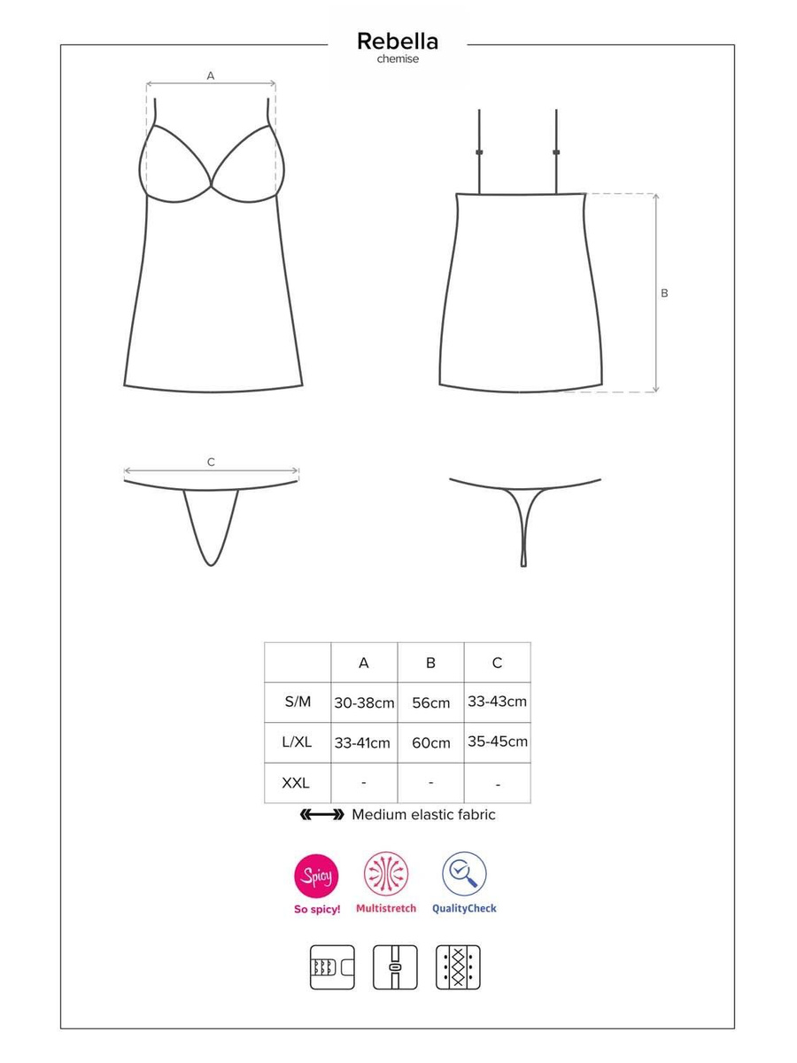 Redella koszulka i stringi czarna - moc przezroczystości Obsessive
