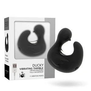 Black and Silver DuckyMania – mini wibrator silikonowy, ładowalny