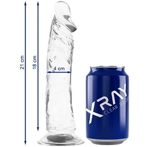 XRAY Clear 21 cm – realistyczne dildo z przyssawką, przezroczyste