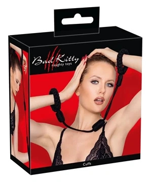 Bad Kitty Cuffs Rope linowe opaski na ręce, czarne, bawełna, rozmiar 2