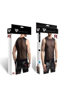 T-shirt Siateczkowy Z Ramionami Wetlook Tiziano Czarny Regnes