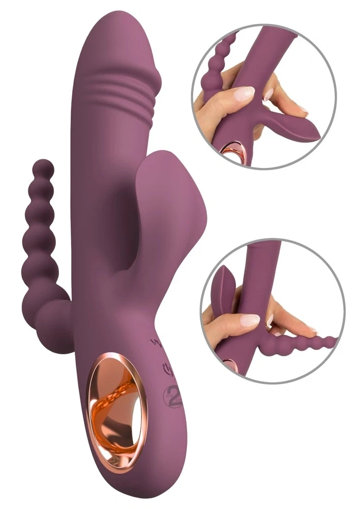 You2Toys Slim Triple Plum – wibrator potrójny 3w1, śliwkowy, 21,4 cm