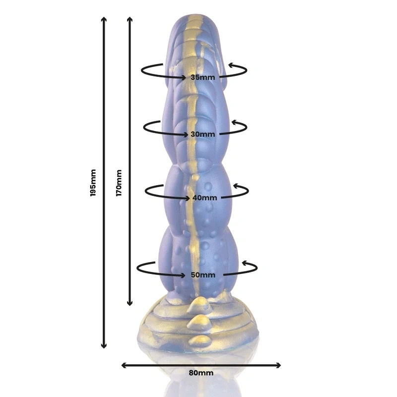 EPIC Poseidon – silikonowe dildo Objęcie Morza, 22 cm, niebieskie