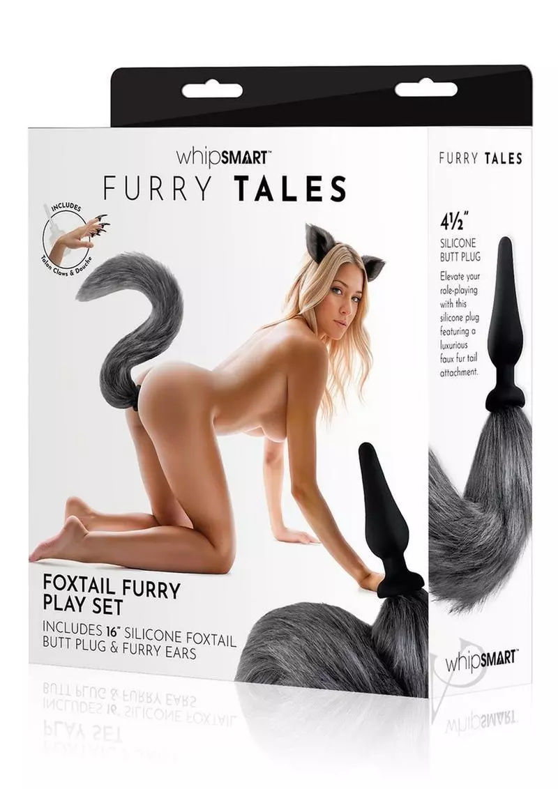Zestaw Lis Korek Analny I Uszy Plug Grey Fox Tail Set Whipsmart