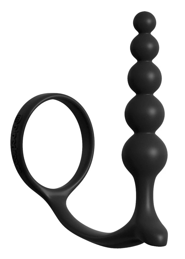 Anal Fantasy kulowy korek z pierścieniem silikonowy 12 cm, czarny