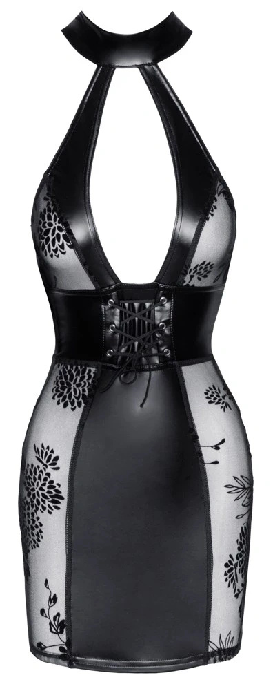 Noir Handmade sukienka krótka czarna z matowym wykończeniem i sznurowaniem, L