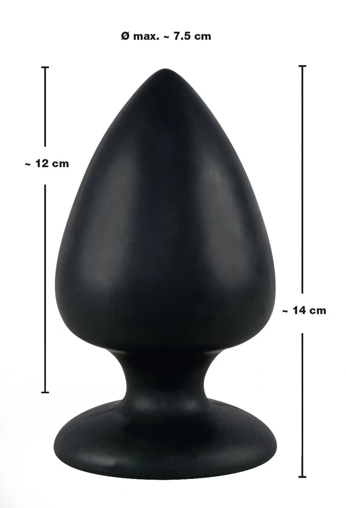 Black Velvets korek analny XXL z przyssawką, silikon czarny 14 cm