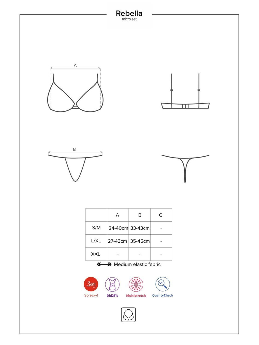 Redella komplet 2-cz. czarny - łańcuszkowy minimalizn Obsessive