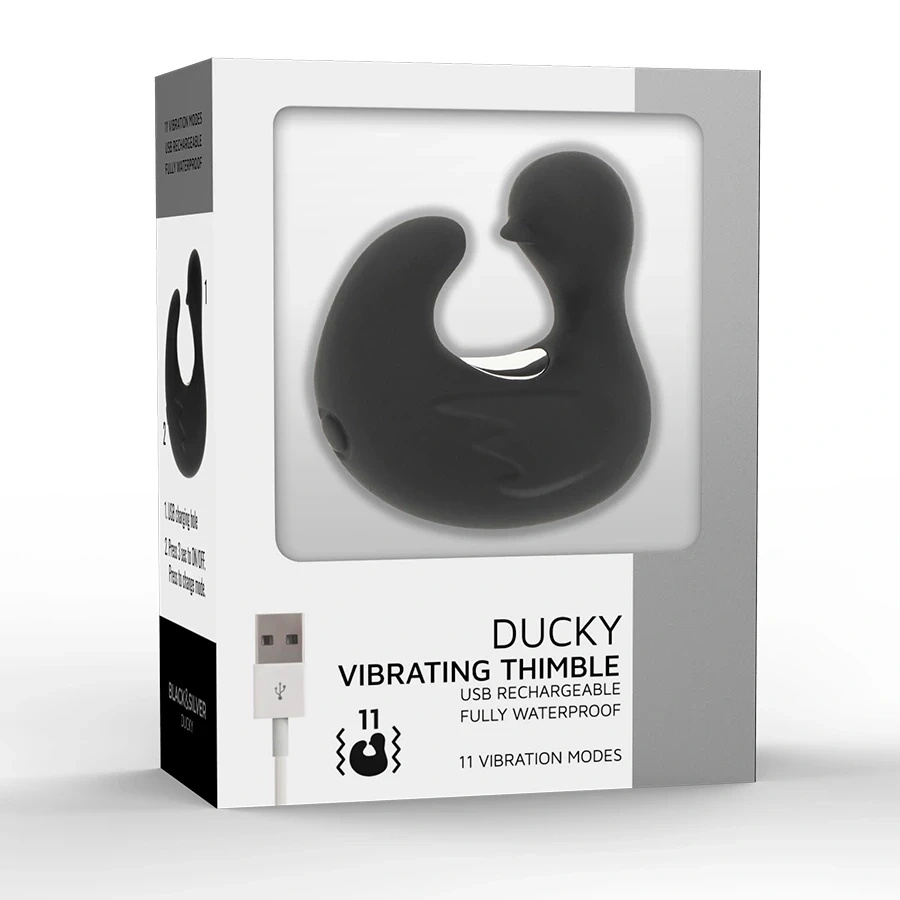 Black and Silver DuckyMania – mini wibrator silikonowy, ładowalny