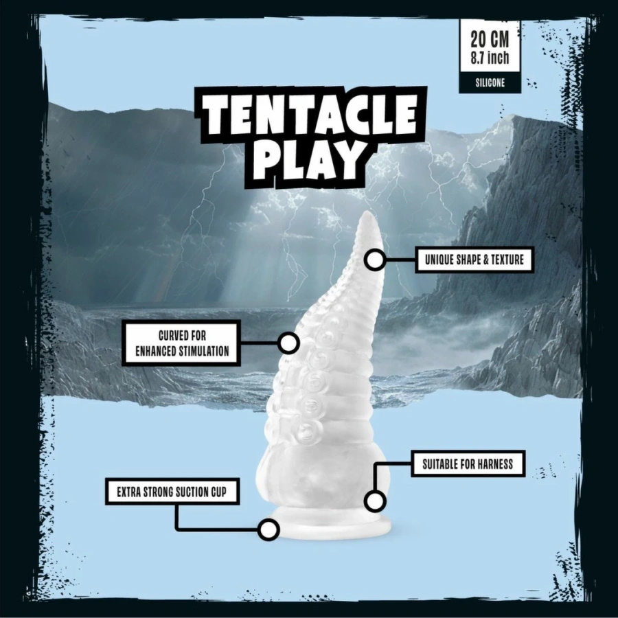 Mythical Mates Tentacle Play Jelly – dildo z przyssawką 22 cm, przezroczyste