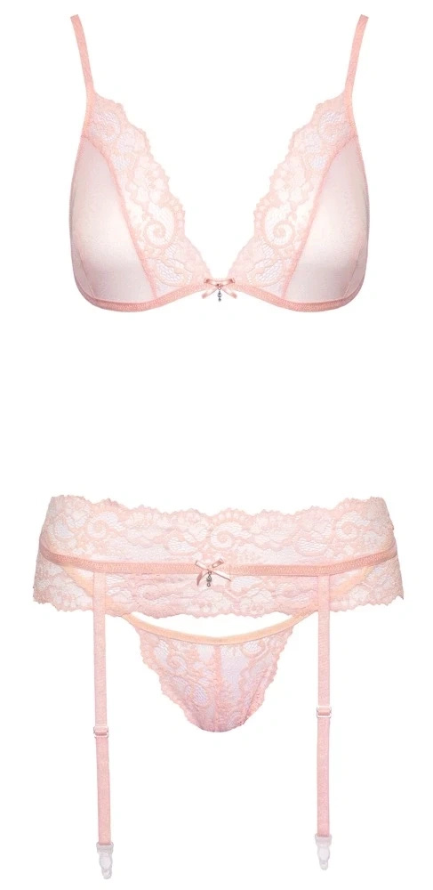 Kissable komplet bielizny koronkowej Rose L/XL z pasem do pończoch