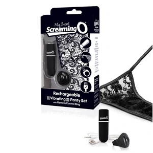 The Screaming O Charged Panty Vibe Black – majtki z wibratorem i pilotem, czarne