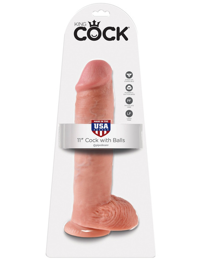 11' Cock With Balls Flesh Dildo Z Jądrami Cieliste 28 Cm King Cock