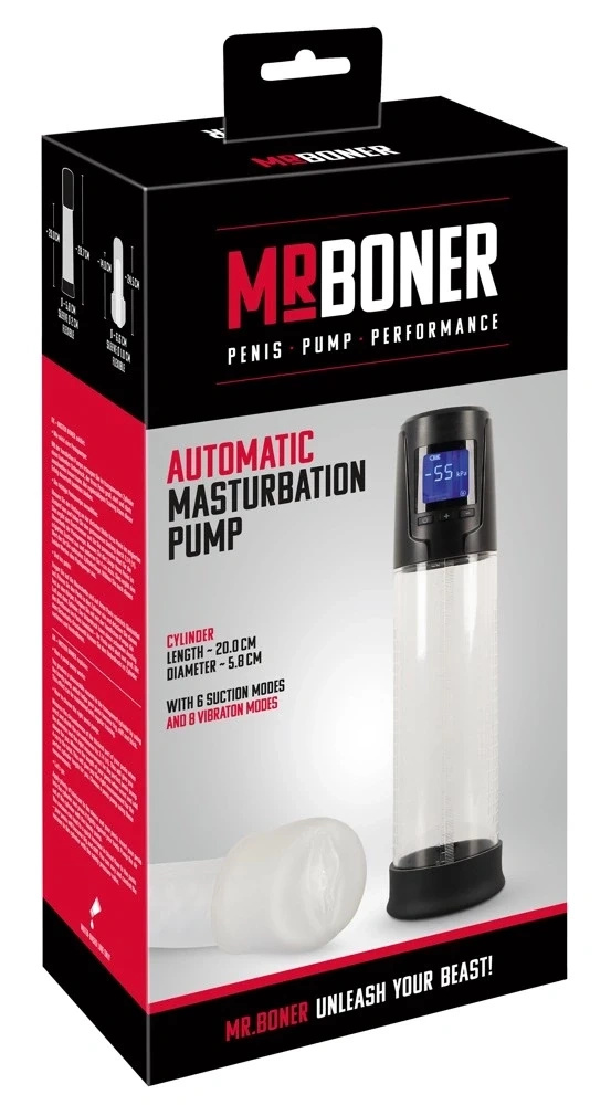 Mr. Boner automatyczna pompa próżniowa z wibracją i wyświetlaczem LED, 28,7 cm