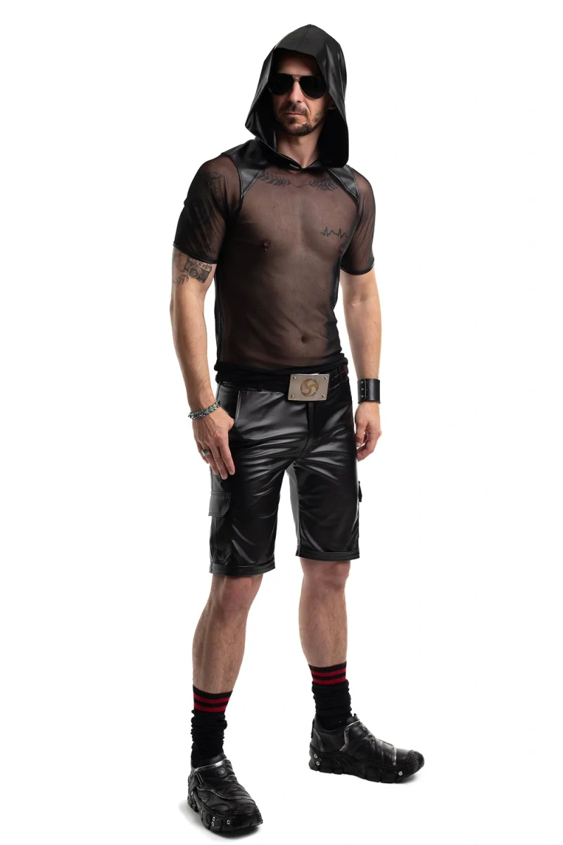 T-shirt Siateczkowy Z Kapturem Wetlook Tito Czarny Regnes