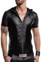 T-shirt Z Kapturem Wetlook Z Zamkiem Slim Fit Ettore Czarny Regnes