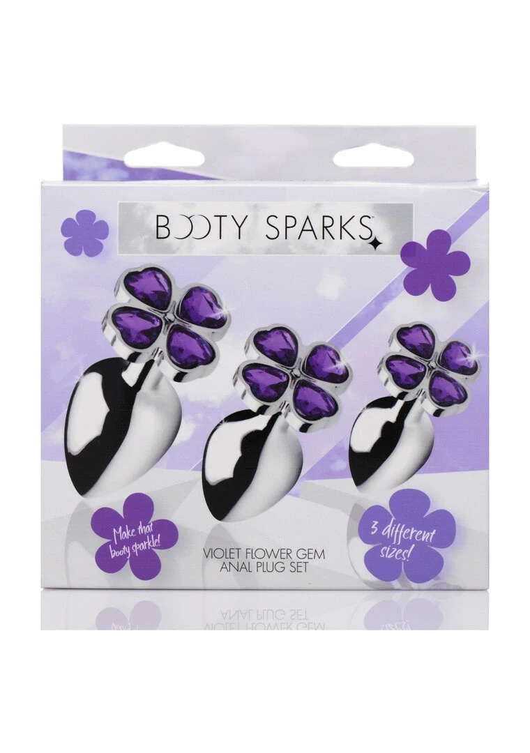 XR Brands Violet Flower zestaw anatomicznych korków aluminiowych 3 szt.
