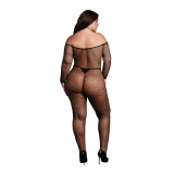 Le Désir by Shots bodystocking XL-4XL z długim rękawem, siateczka, czarny