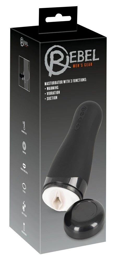 Rebel Model 3w1 – masturbator z podgrzewaniem i wibracjami, 26 cm