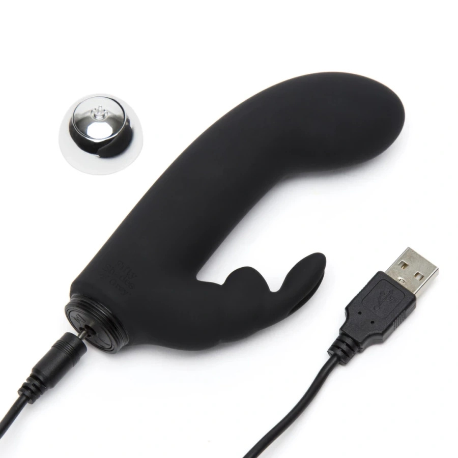 Fifty Shades of Grey Greedy Girl Mini Rabbit – wibrator króliczek USB, czarny, wodoodporny