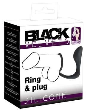 Black Velvets pierścień intymny z aplikatorem prostaty, silikonowy