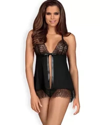 Chiccanta babydoll i stringi czarne - uchyl rąbka tajemnicy Obsessive