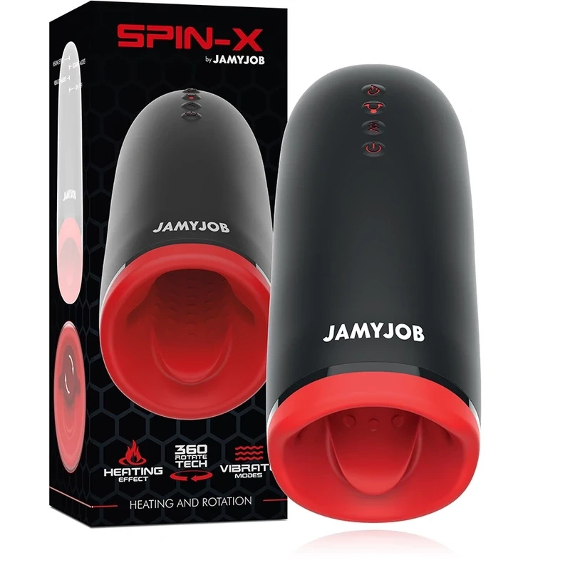 Jamyjob Spin-X masturbator z rotacją i podgrzewaniem, silikon, ładowalny