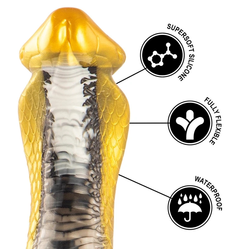 EPIC Drakon – silikonowe dildo, żółta kobra, 205 mm
