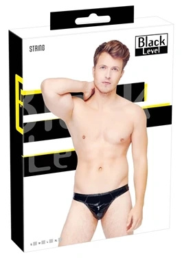 Black Level stringi męskie czarne z połyskiem, M