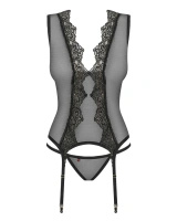 Meshlove gorset i stringi czarny - Obsessive