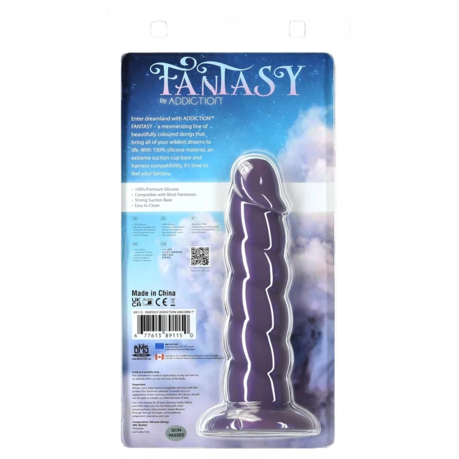 Addiction Fantasy Unicorn Purple dildo silikonowe 18 cm z przyssawką
