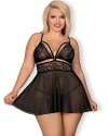 Komplet 838-BAB-1 babydoll i stringi - czarny - Obsessive