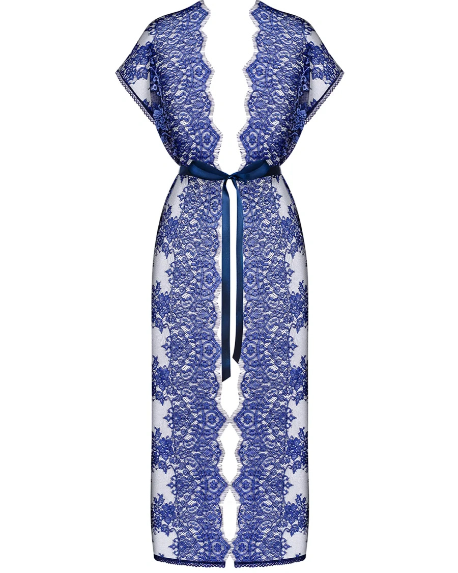 Flowlace peniuar kolor niebieski - Obsessive