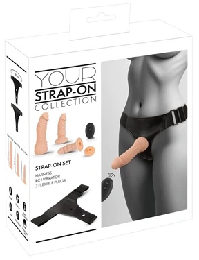 You2Toys RC Vibe zestaw strap-on z uprzężą, 2 końcówkami i wibracjami na pilota
